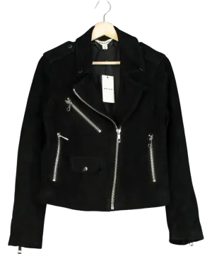 Whistles black suede biker jacket UK 10