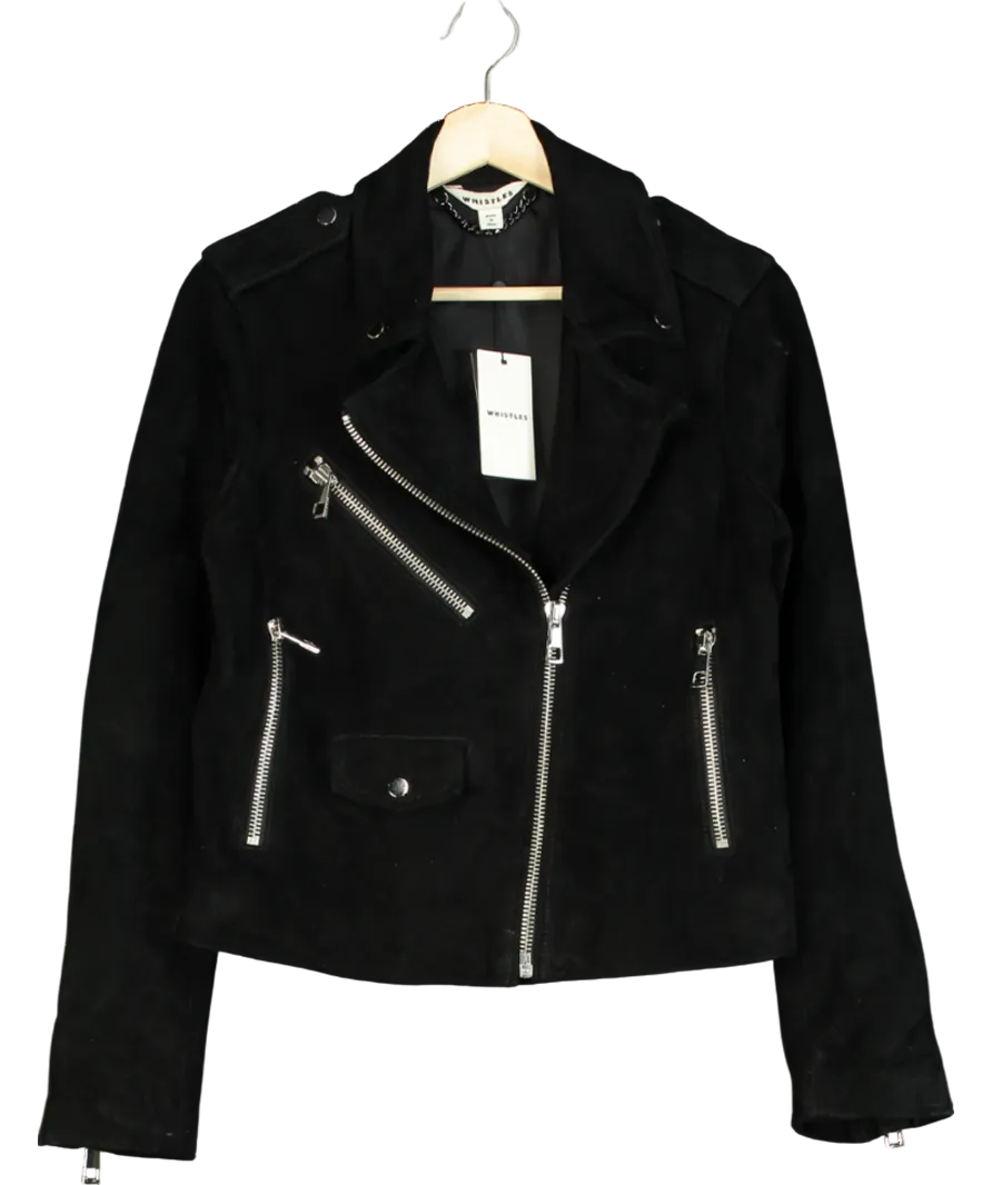 Whistles black suede biker jacket UK 10