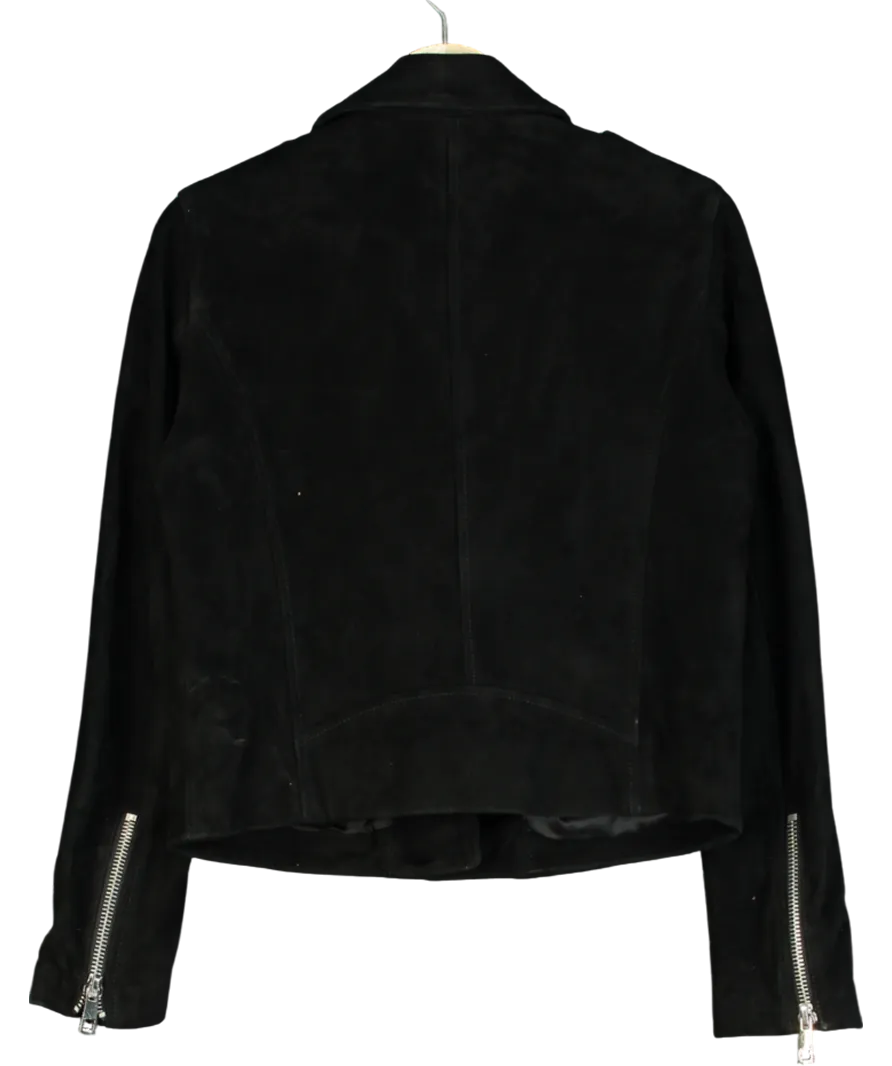 Whistles black suede biker jacket UK 10