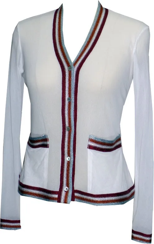 White Classic Cardigan w/ Pockets