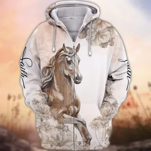 White Horse 3D Shirts Design, Love Horse Hoodie T Shirt