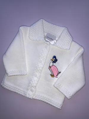 White Jemima puddleduck   cardigan   G225