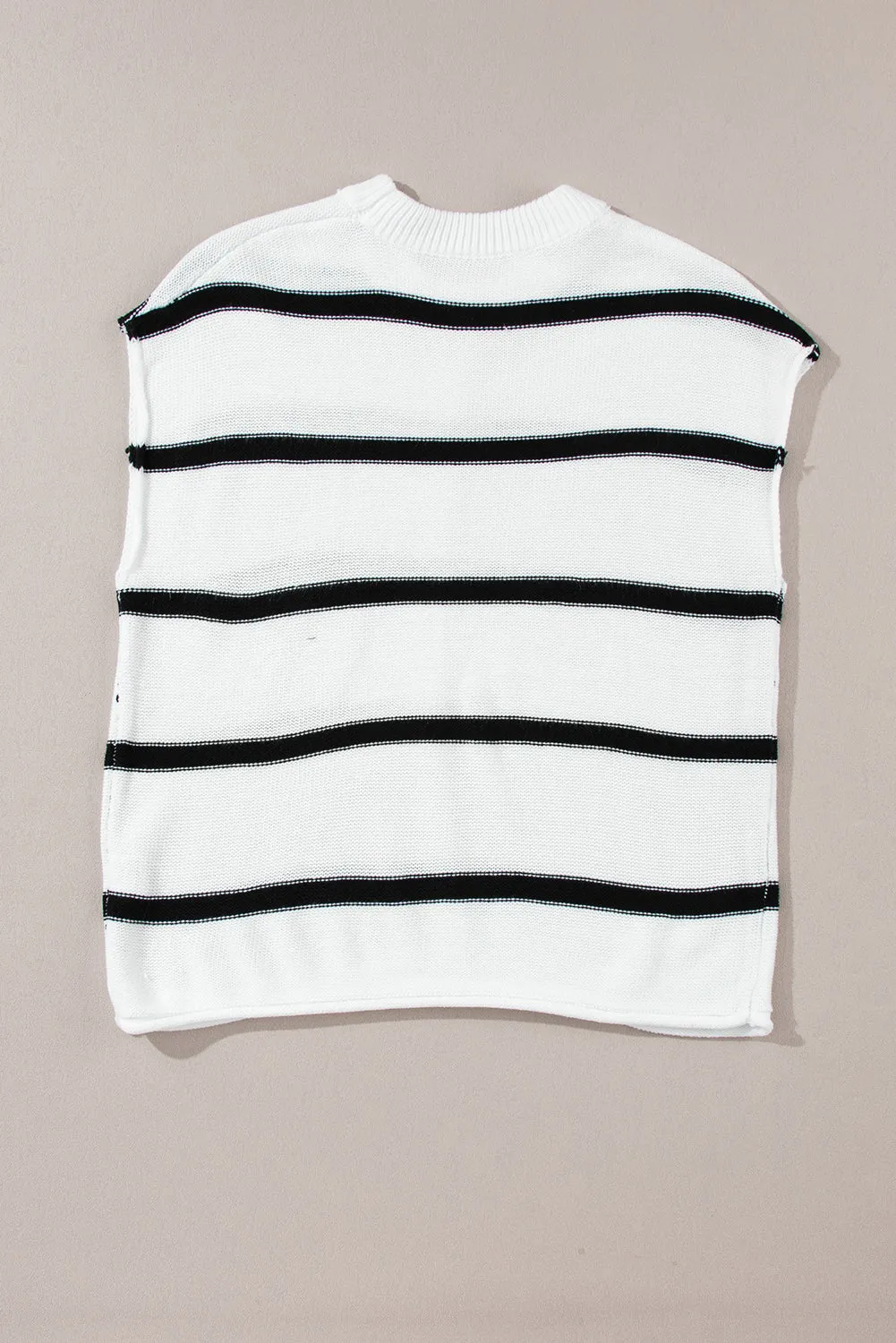 White Striped Batwing Sleeve Sweater Tee