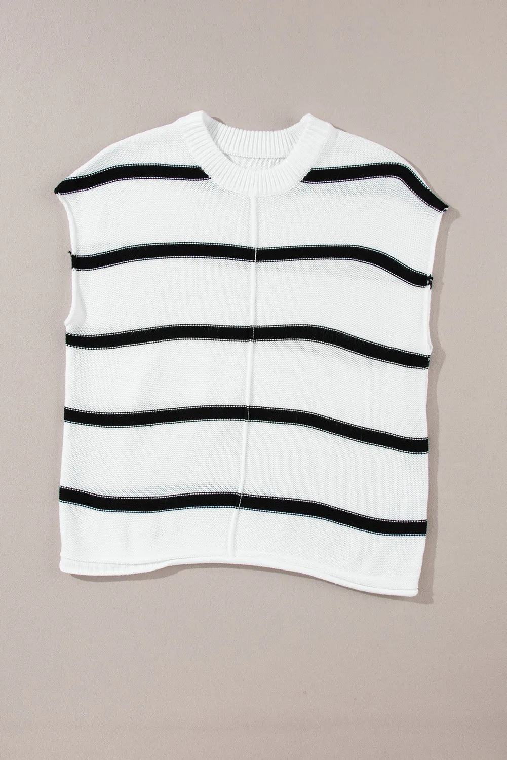 White Striped Batwing Sleeve Sweater Tee