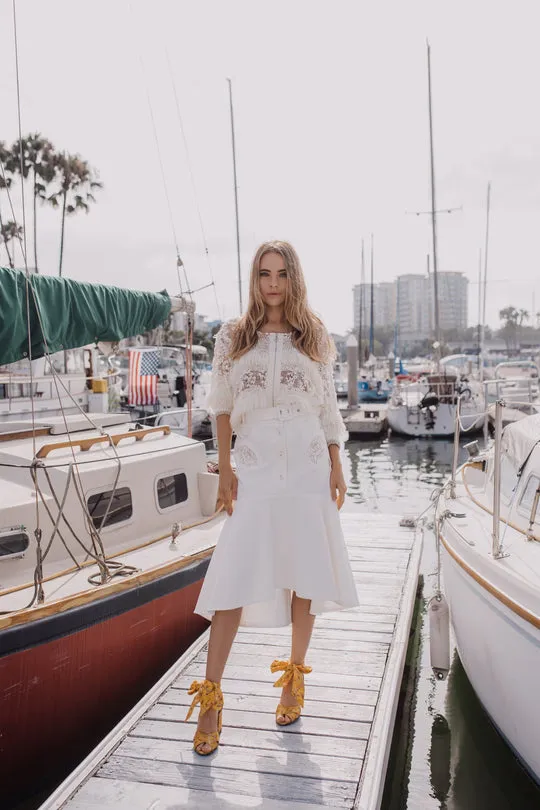 White Sundown Fringe Sweater