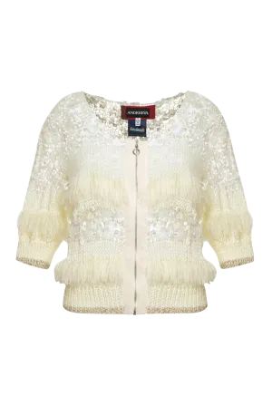 White Sundown Fringe Sweater