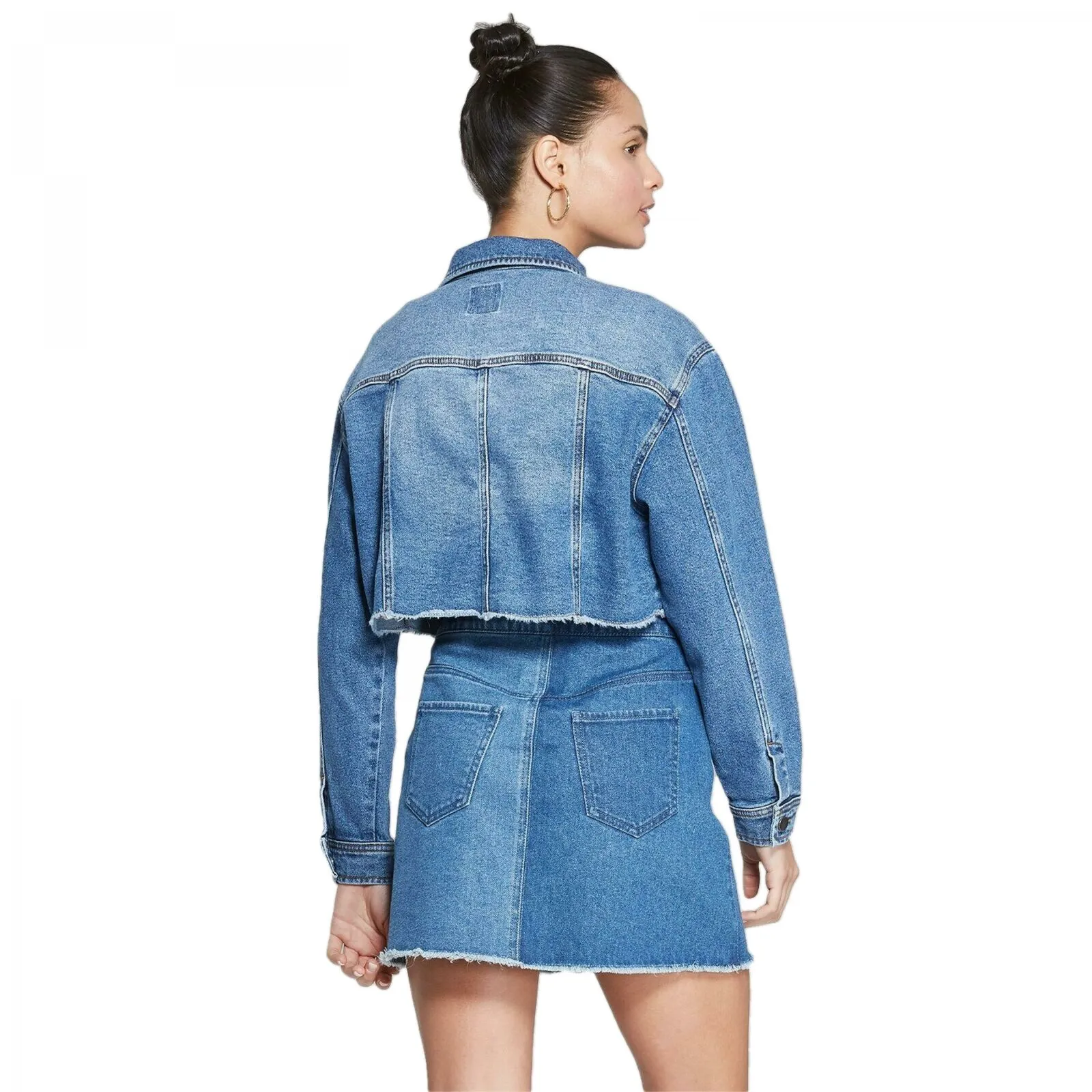 Wild Fable Women's Medium Wash Oversized Cropped Denim Jacket