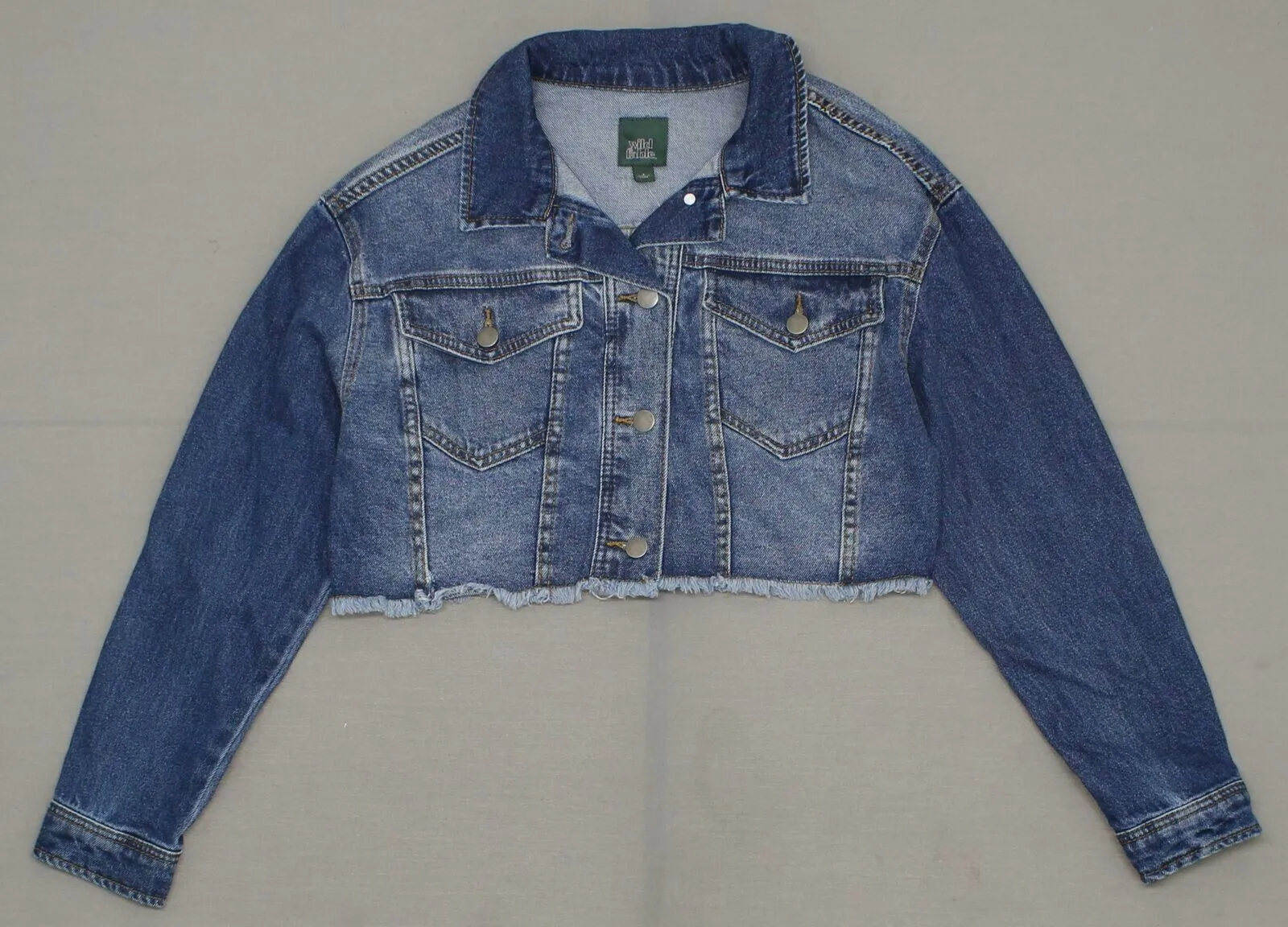 Wild Fable Women's Medium Wash Oversized Cropped Denim Jacket