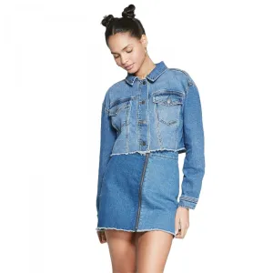 Wild Fable Women's Medium Wash Oversized Cropped Denim Jacket