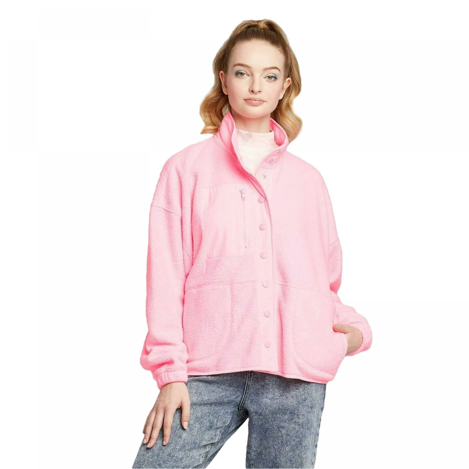 Wild Fable Women's Snap Up Sherpa Fleece Jacket