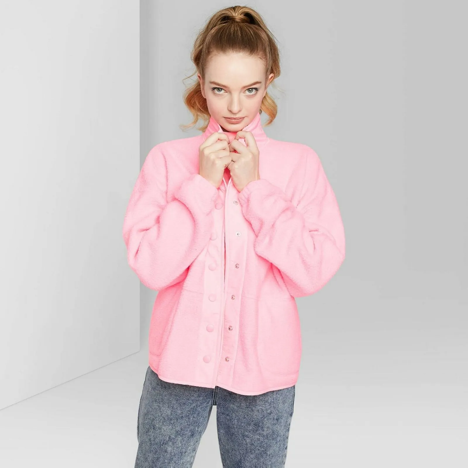 Wild Fable Women's Snap Up Sherpa Fleece Jacket