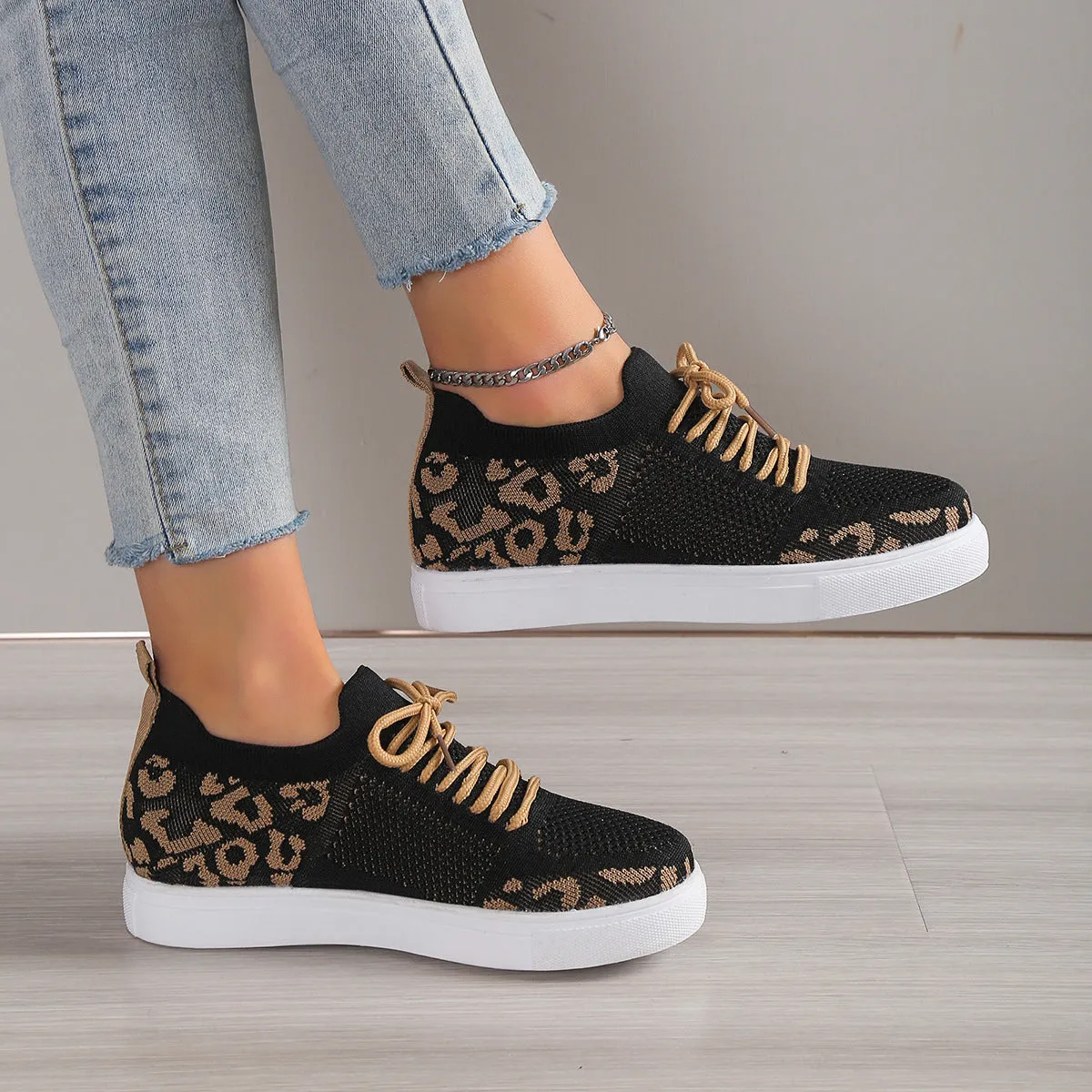 Wild Walks Lace-Up Leopard Sneakers