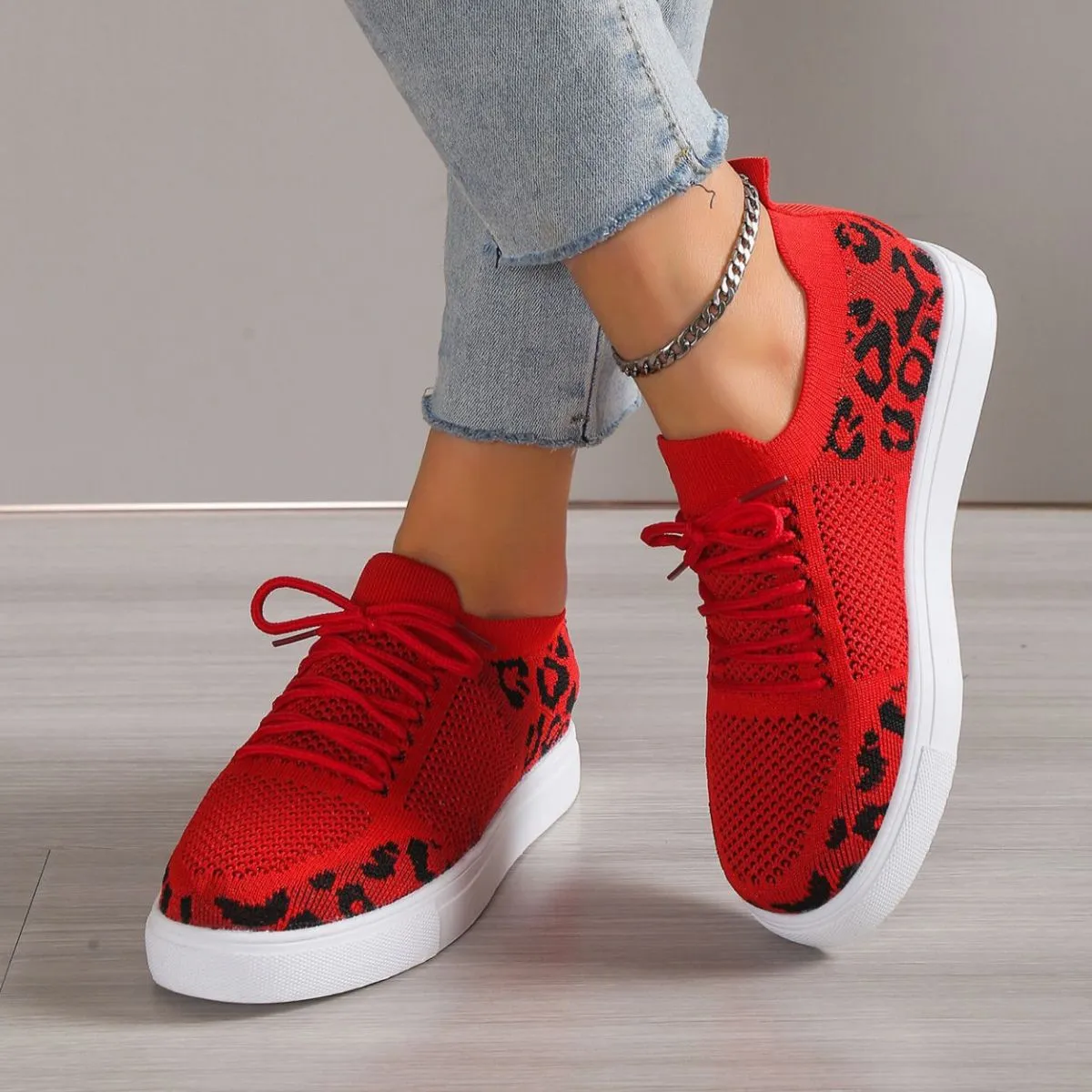 Wild Walks Lace-Up Leopard Sneakers