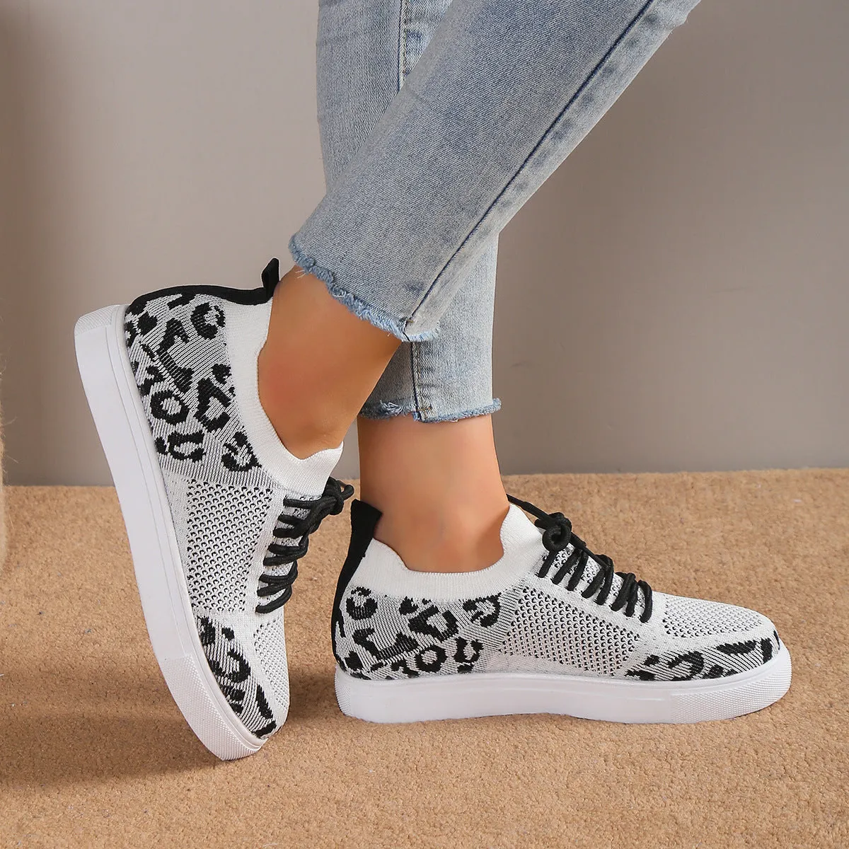 Wild Walks Lace-Up Leopard Sneakers