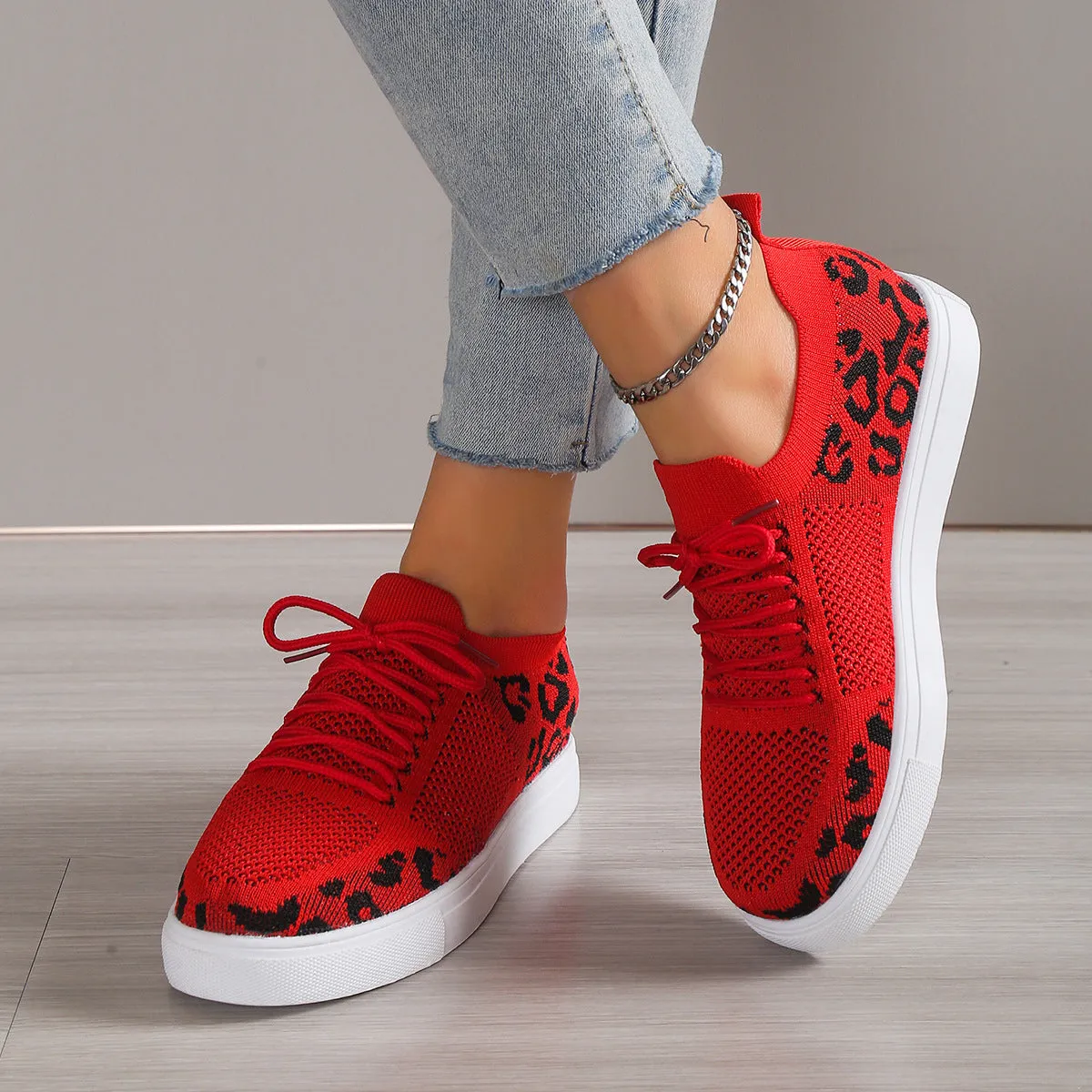 Wild Walks Lace-Up Leopard Sneakers