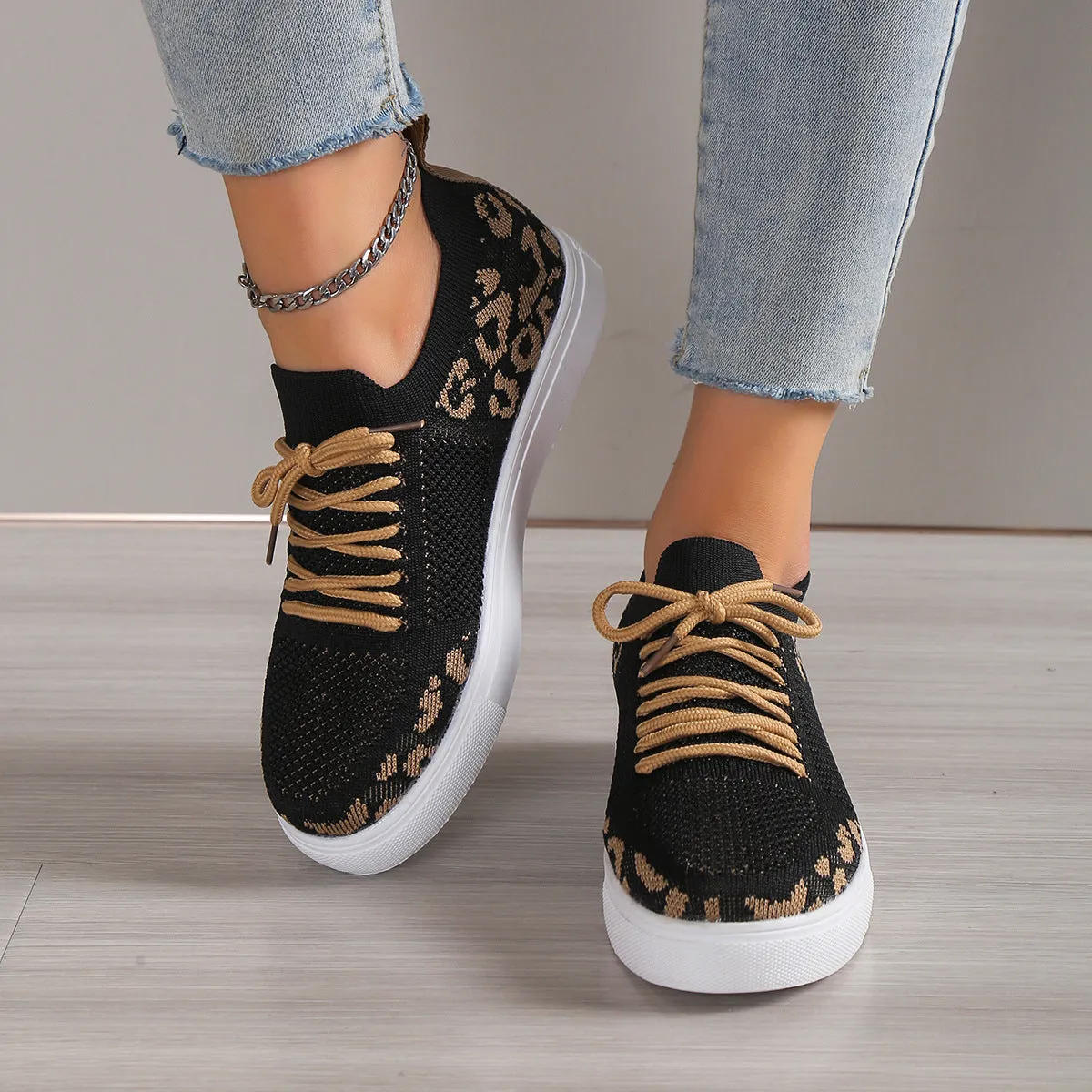 Wild Walks Lace-Up Leopard Sneakers