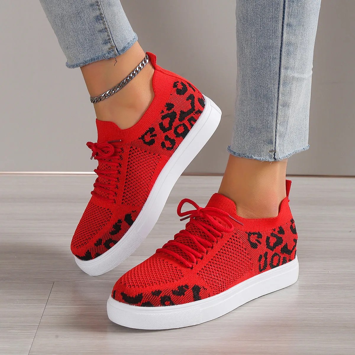 Wild Walks Lace-Up Leopard Sneakers