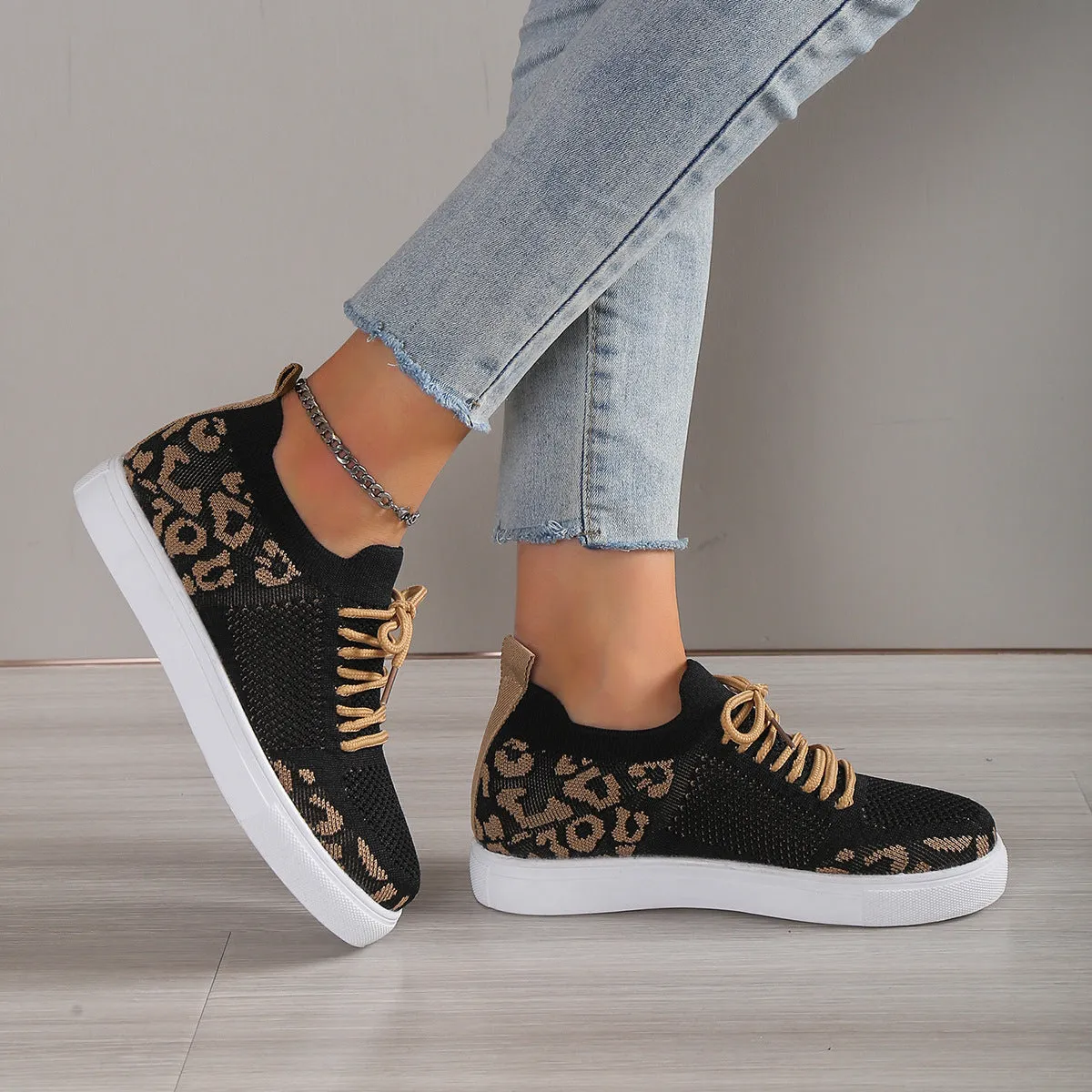 Wild Walks Lace-Up Leopard Sneakers