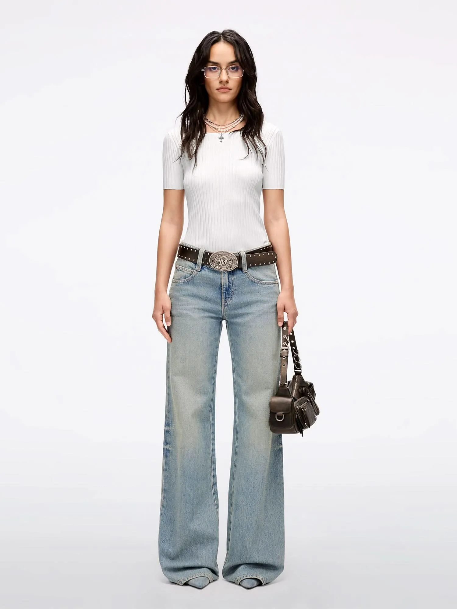 Wing-Embellished Beaded Knit Top