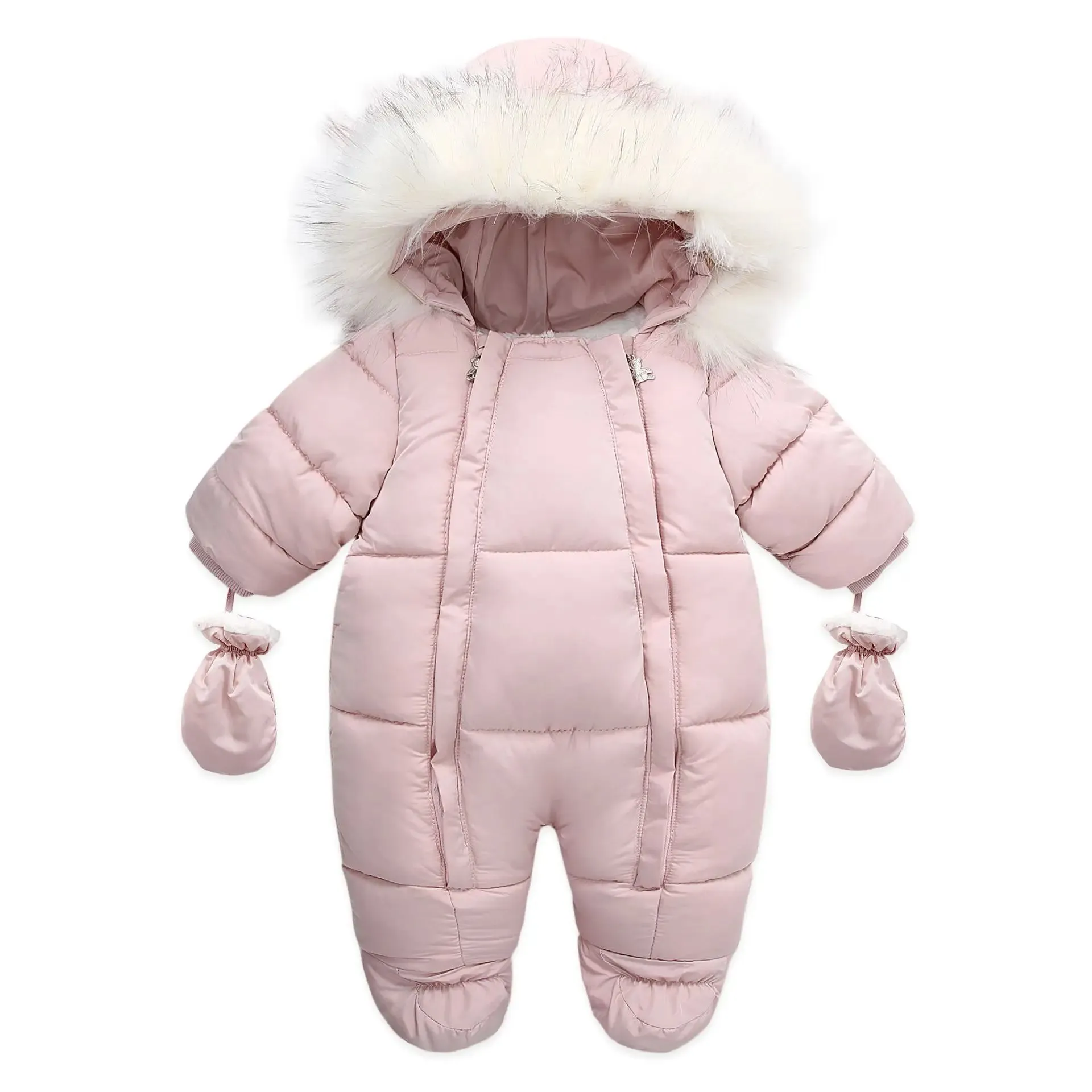 Winter Newborn Hooded Down Romper