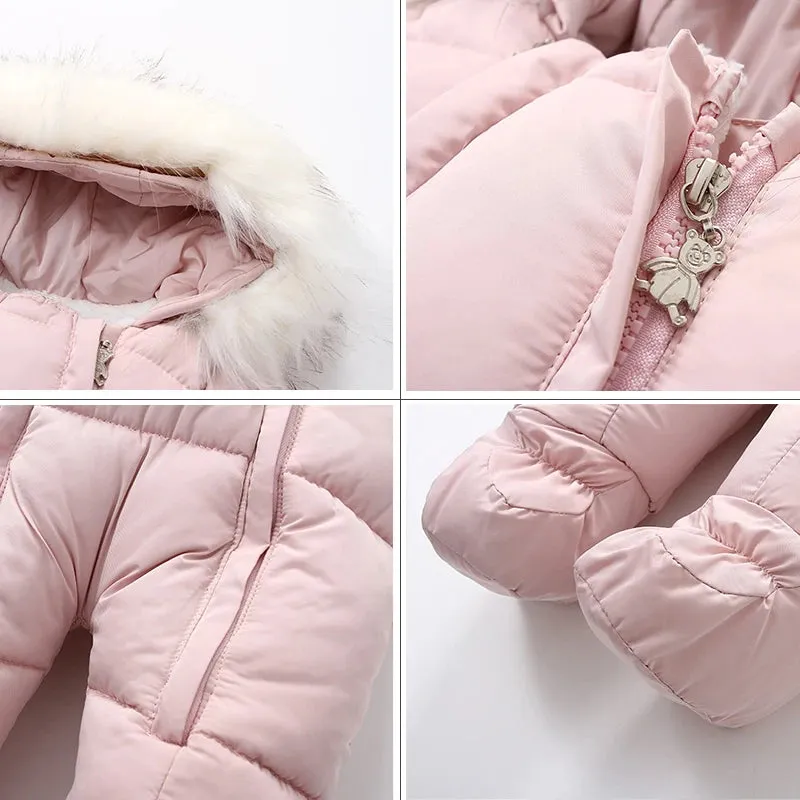 Winter Newborn Hooded Down Romper