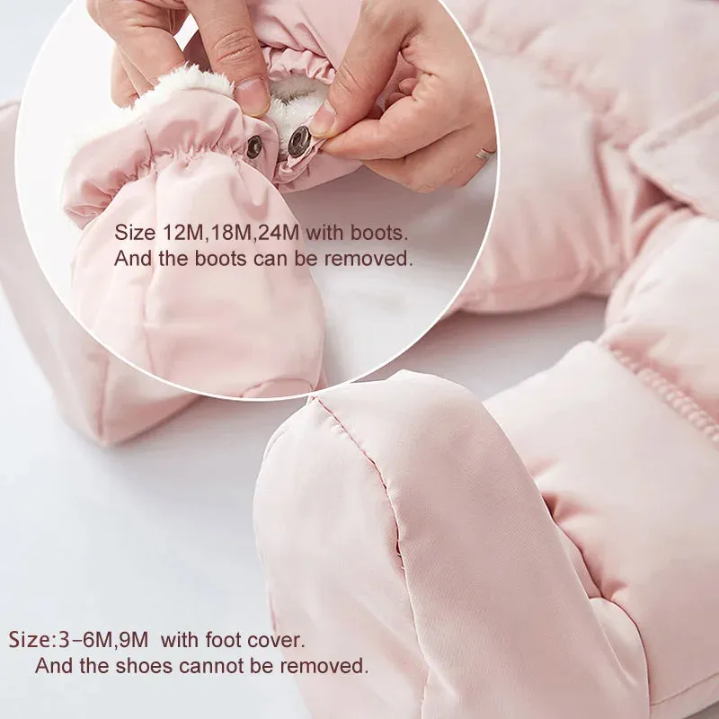 Winter Newborn Hooded Down Romper