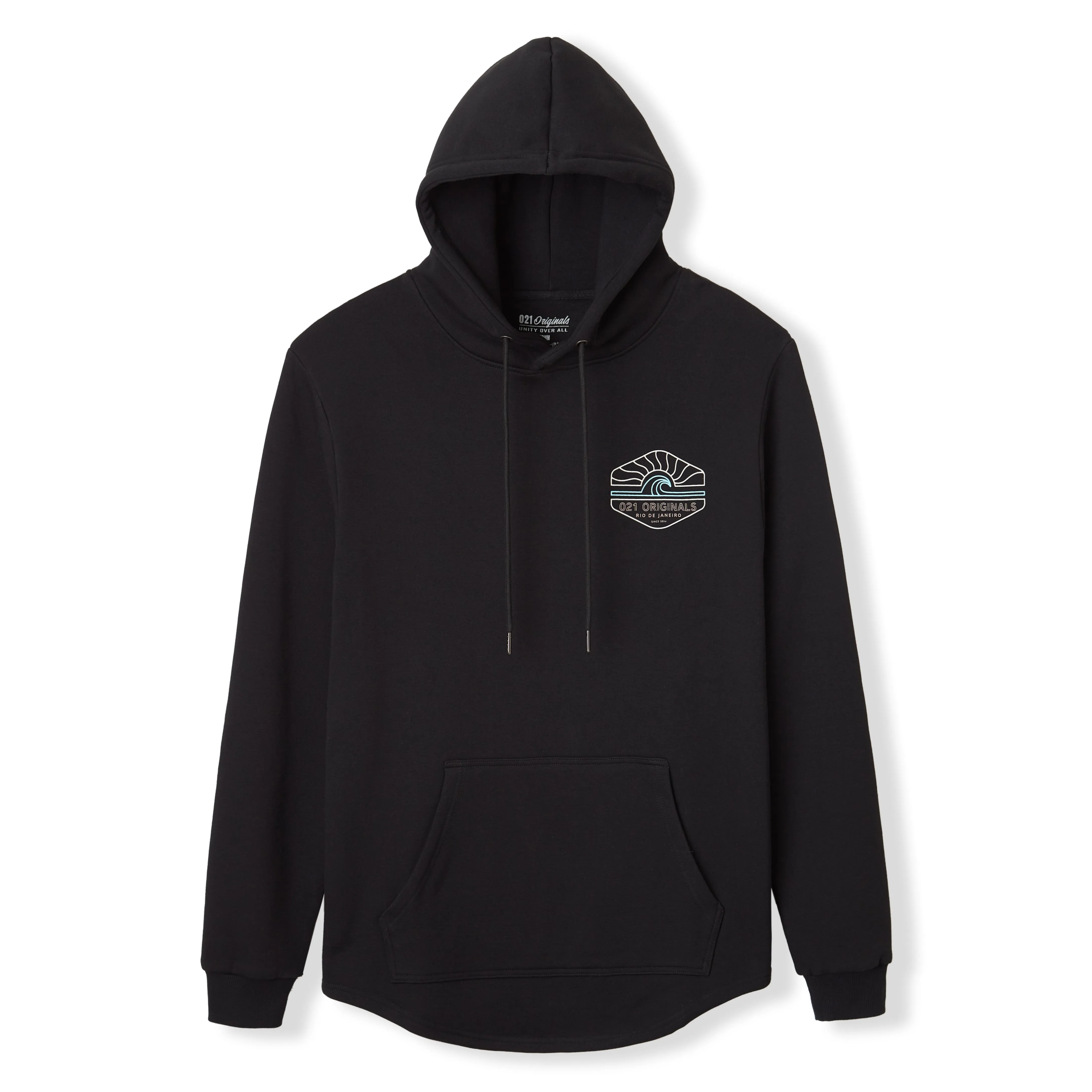 WIRE WAVE DROP CUT HOODIE - BLACK