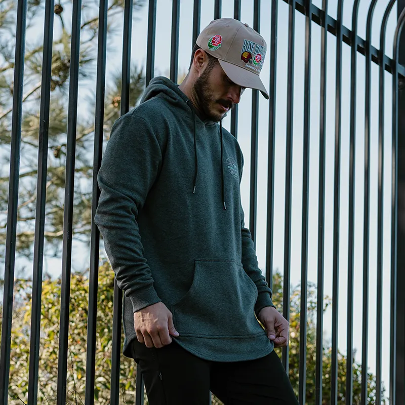 WIRE WAVE DROP CUT HOODIE - DARK HEATHER