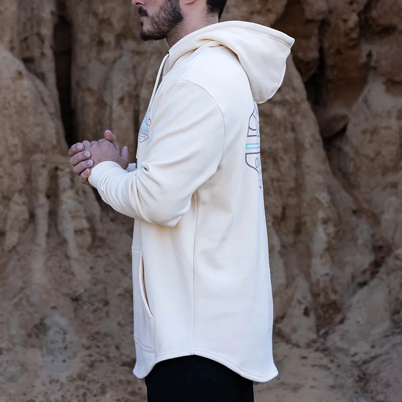 WIRE WAVE DROP CUT HOODIE - SAND