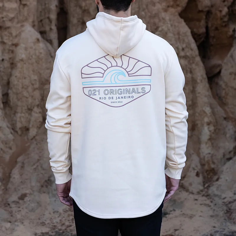 WIRE WAVE DROP CUT HOODIE - SAND