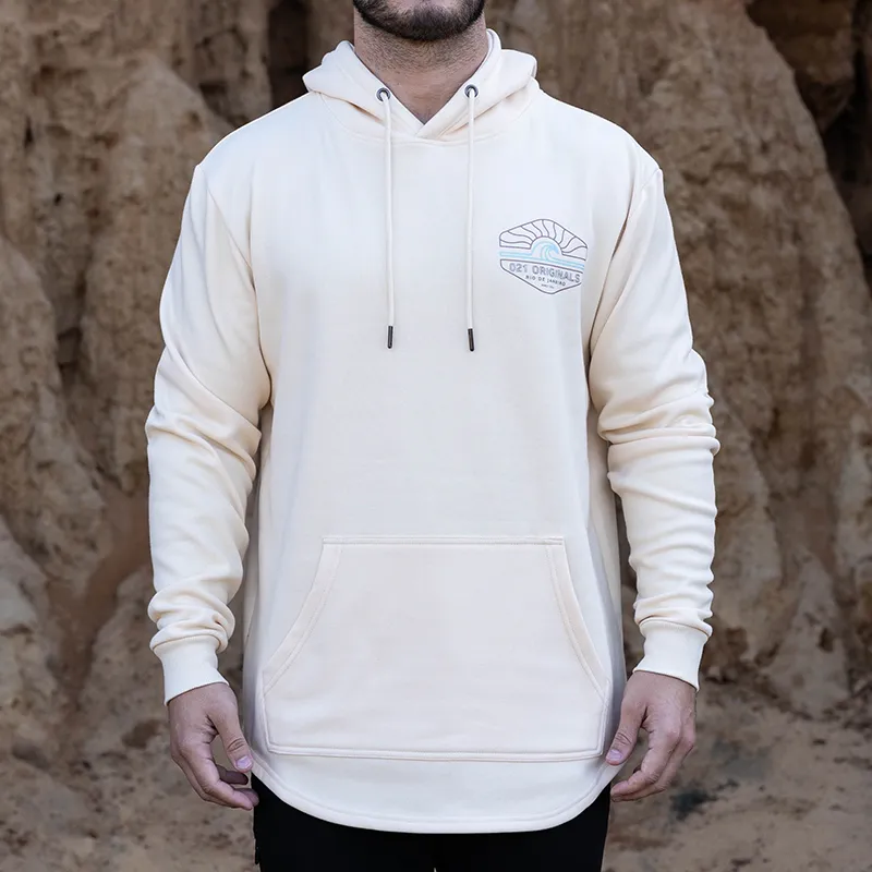 WIRE WAVE DROP CUT HOODIE - SAND