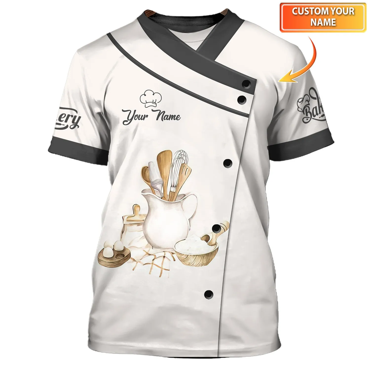 Woman Bake, Baking Supplies Personalized Name 3D Tshirt (Non Workwear)