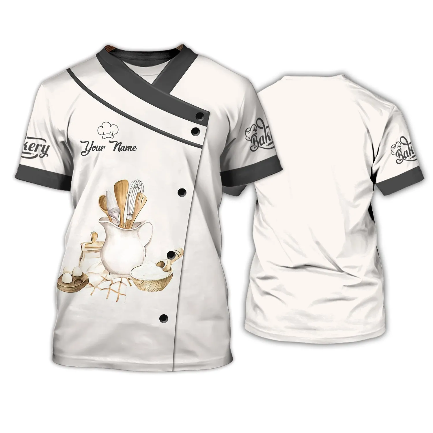 Woman Bake, Baking Supplies Personalized Name 3D Tshirt (Non Workwear)