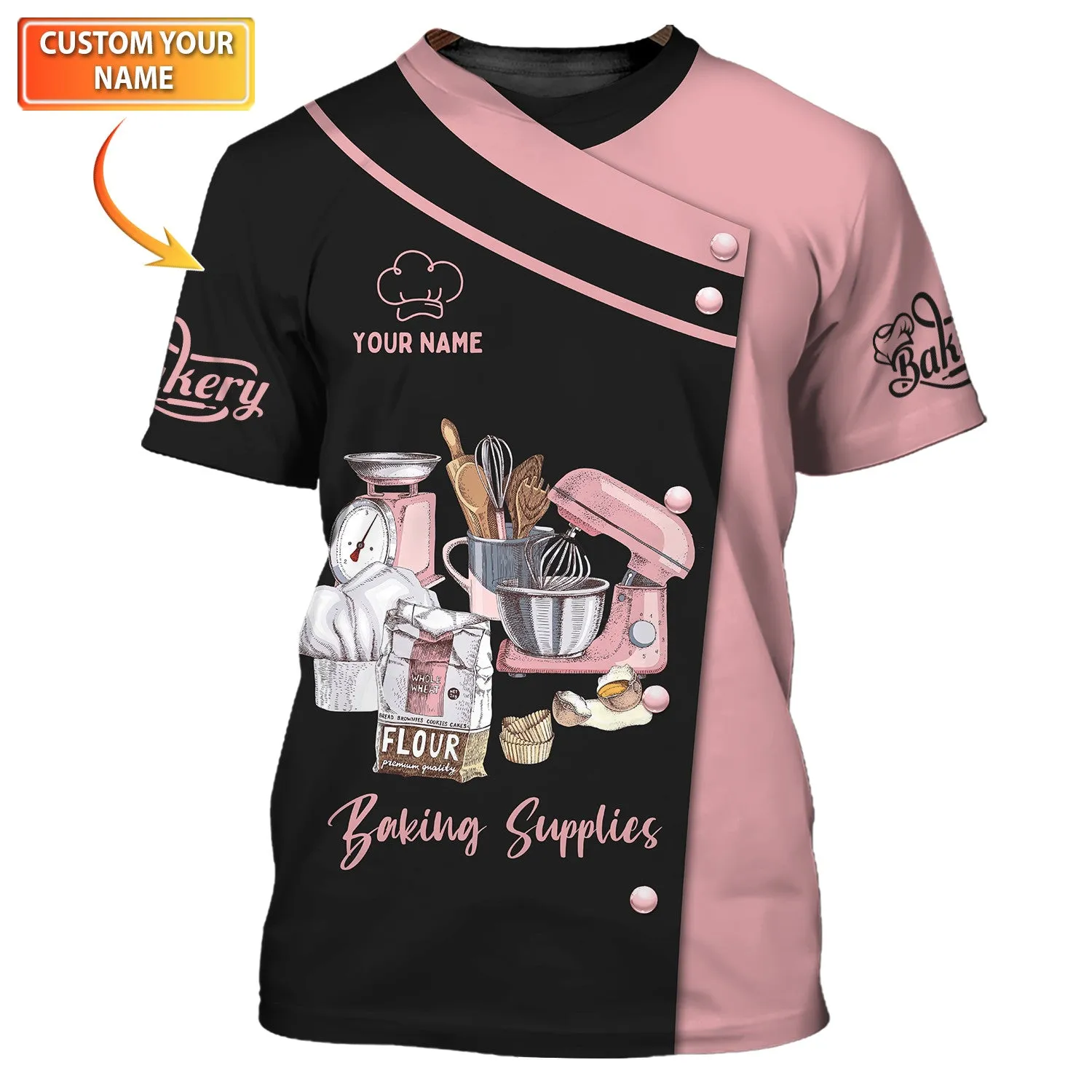 Woman Bake Personalized T-Shirt Baking Uniform Baking Pattern Tshirt [Non-Workwear]