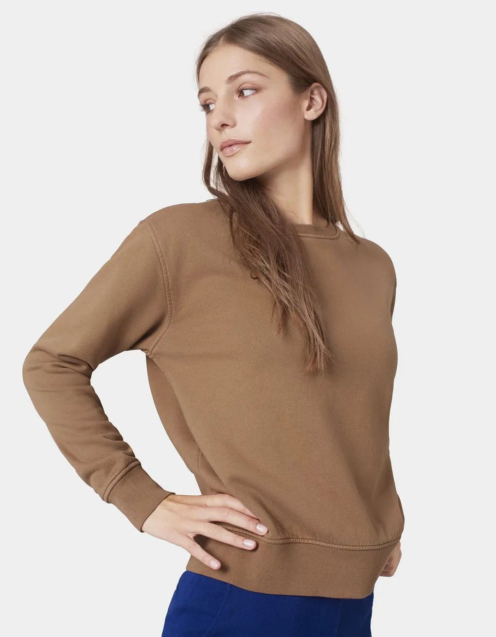Women Classic Organic Crew Sweater in Heather Grey