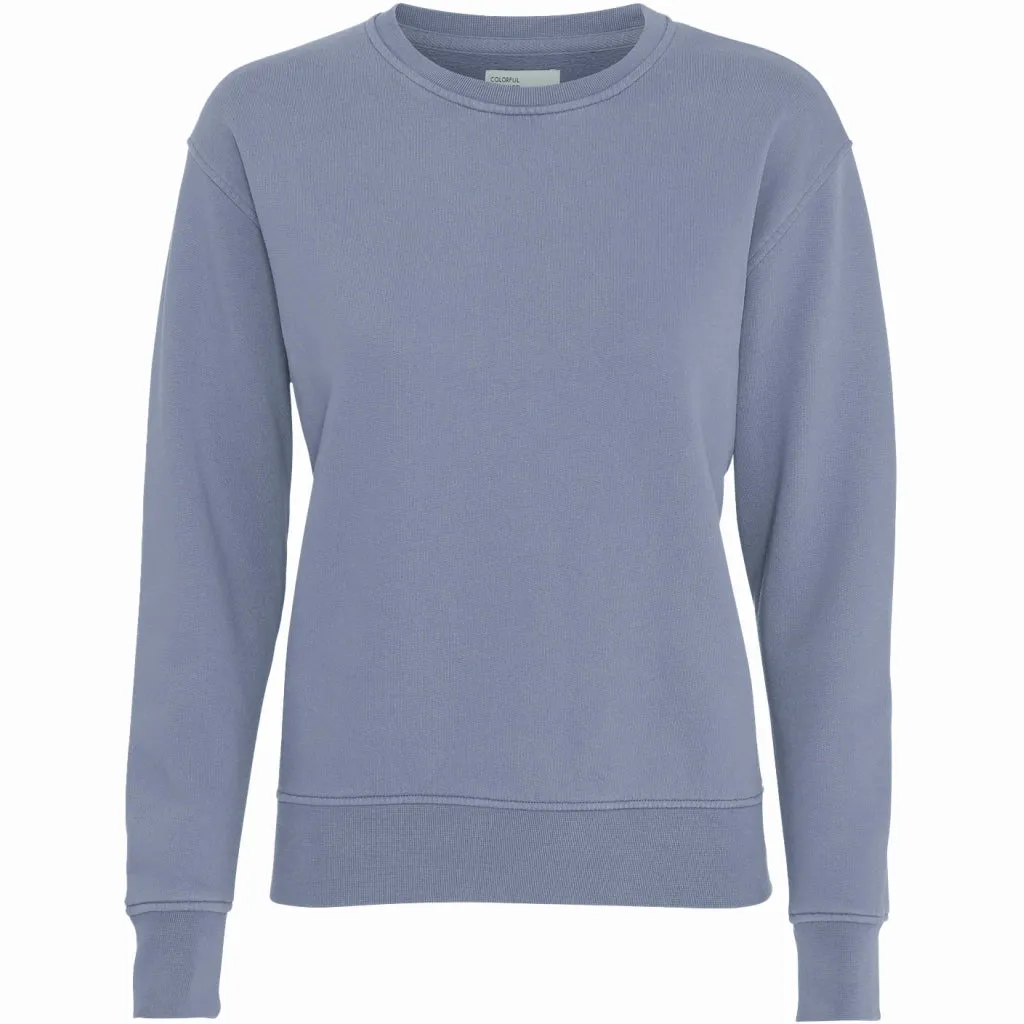 Women Classic Organic Crew Sweater in neptune blue