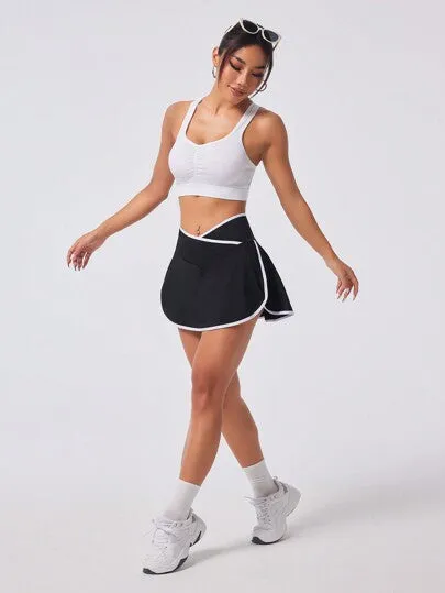 Women Hem Design with Pockets Daily Fitness Sports Skort