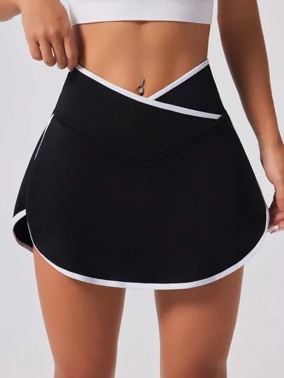 Women Hem Design with Pockets Daily Fitness Sports Skort