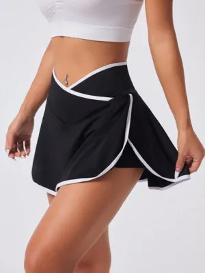 Women Hem Design with Pockets Daily Fitness Sports Skort