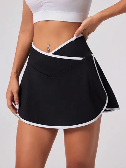 Women Hem Design with Pockets Daily Fitness Sports Skort