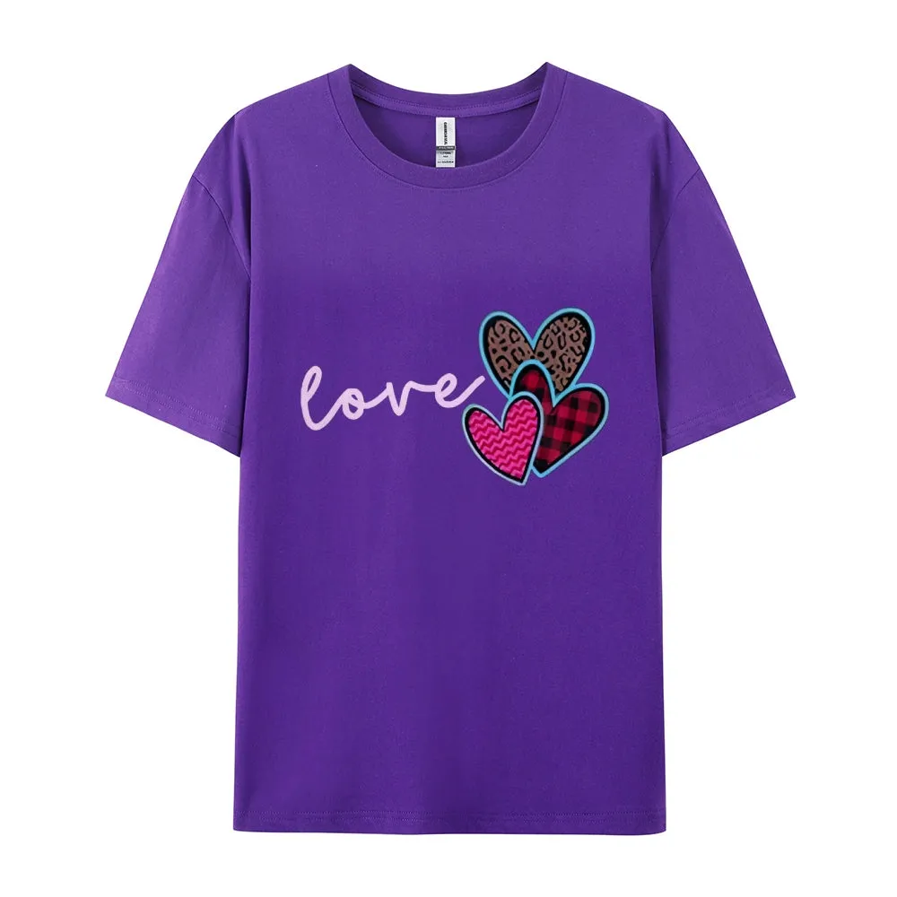 Women Love Leopard Heart Valentine's Day Print  Graphic T-shirt