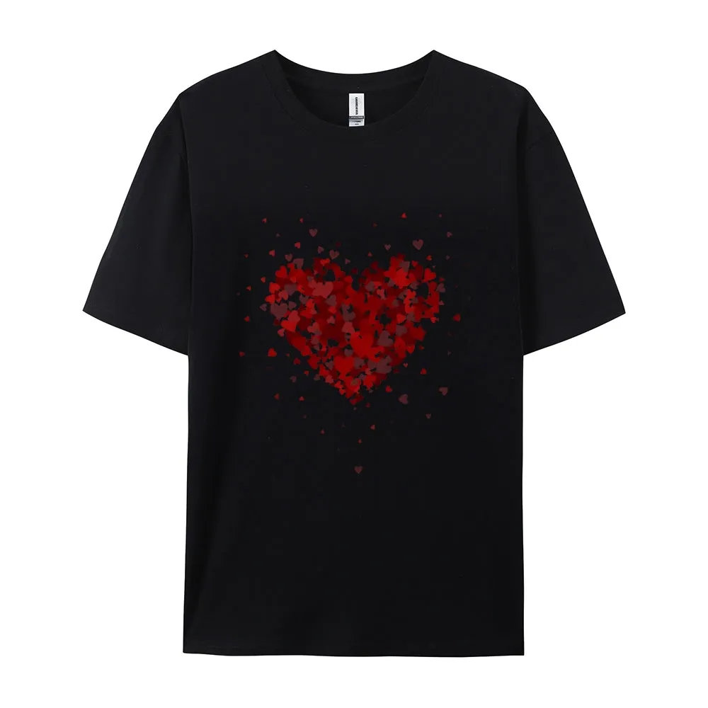 Women Valentine's Day Love Red Heart Print Graphic T-shirt