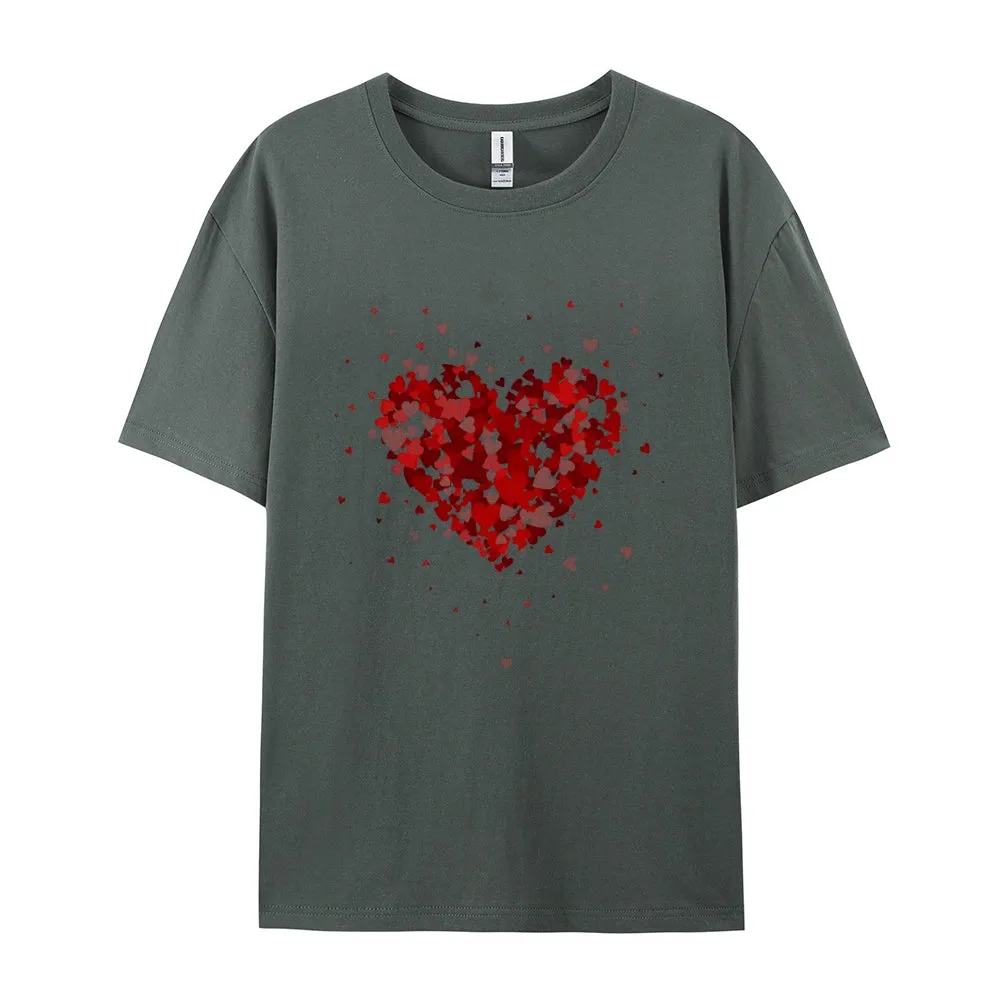 Women Valentine's Day Love Red Heart Print Graphic T-shirt