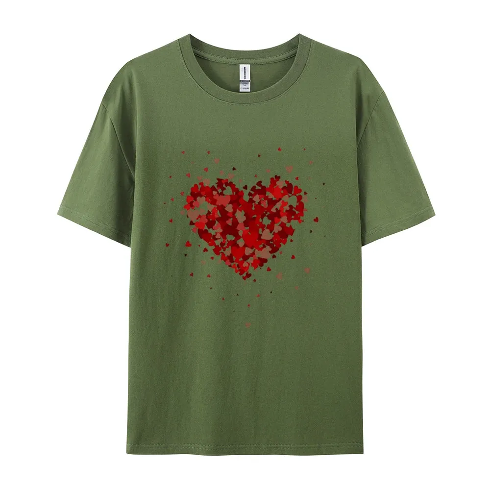 Women Valentine's Day Love Red Heart Print Graphic T-shirt