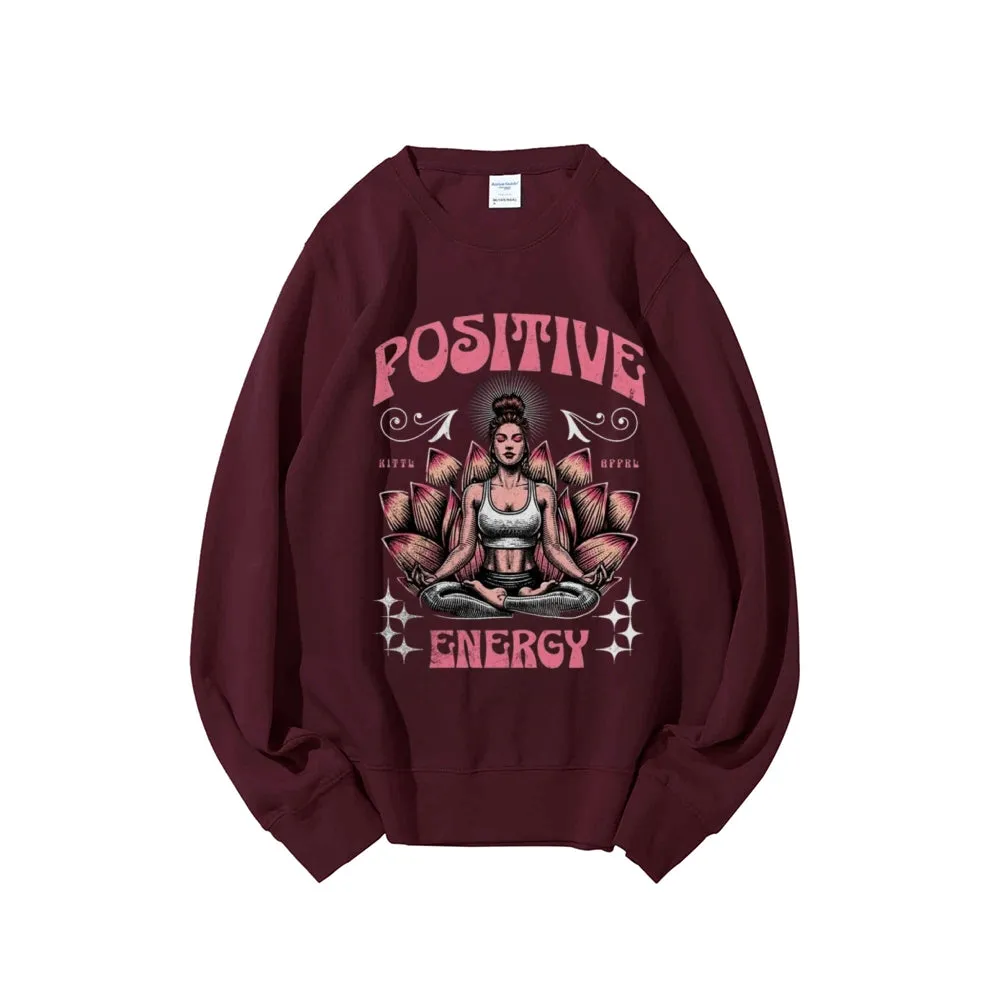 Women Vintage Yoga Pose Graphic Sweatshirts