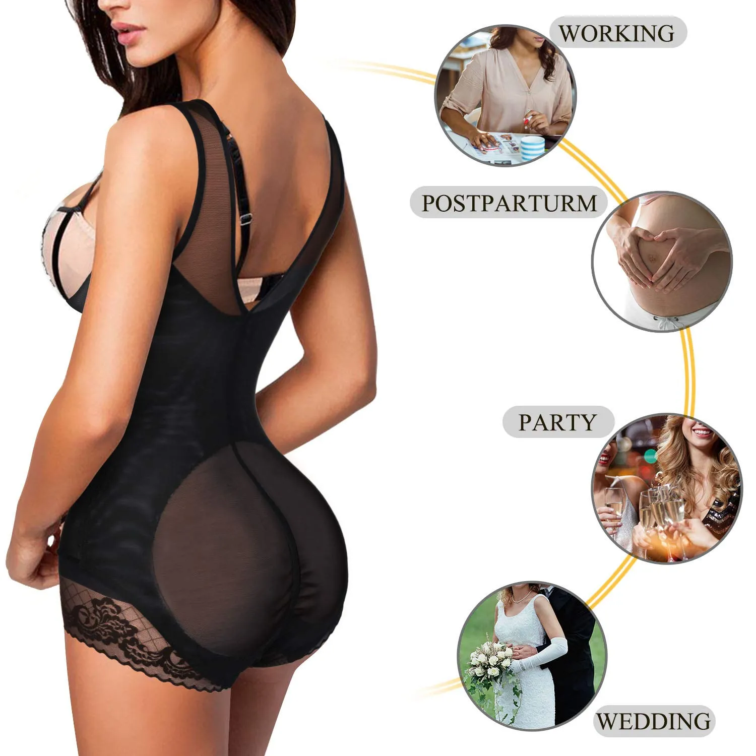 Women Waist Trainer Bodysuit Double Slim Full Body Shapewear Breathable Smooth Corset