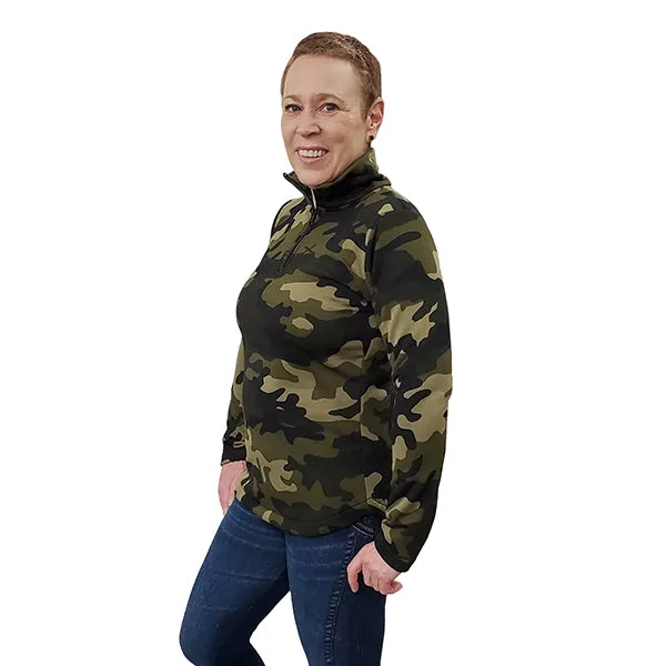 WOMEN'S 1/4 ZIP TOP MICRO FLEECE CAMO