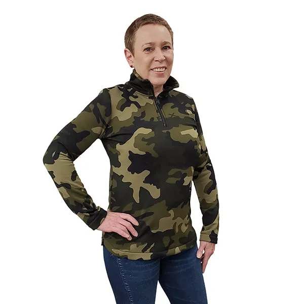 WOMEN'S 1/4 ZIP TOP MICRO FLEECE CAMO
