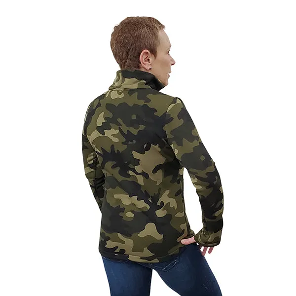 WOMEN'S 1/4 ZIP TOP MICRO FLEECE CAMO