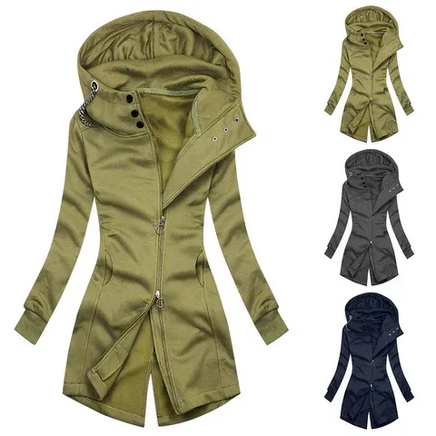 Women's casual slim-fit hoodie turtleneck jacket
